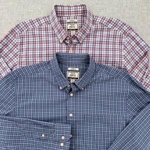 Jos A Bank 1905 Brrr Lot of 2 Button Down Shirts Men XL Plaid Stretch Tailored